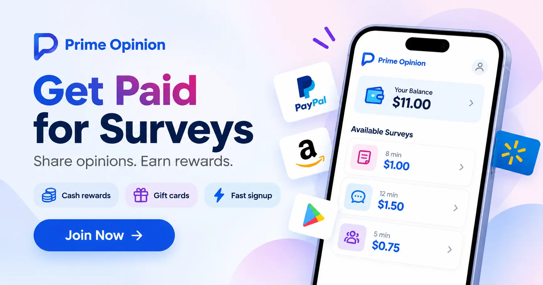 Prime Opinion Survey Rewards Ad